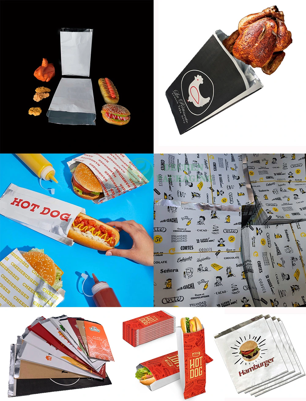 Craft Paper Aluminium Foils for Food Kebab Packaging Bag