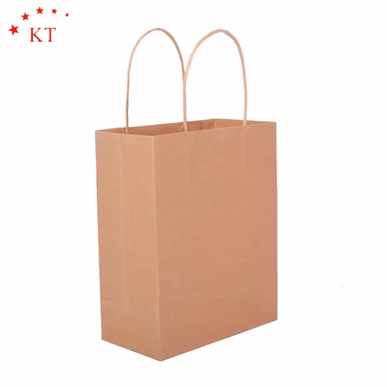 Sacchetti regalo per acquisti artistici promozionali riciclati con stampa personalizzata in carta kraft marrone/bianca con manico attorcigliato