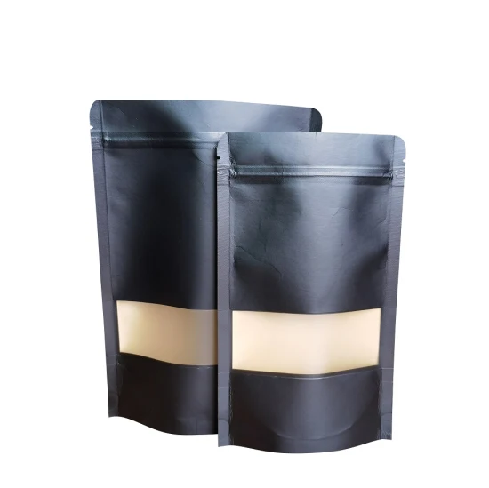 Borsa per imballaggio stand up con cerniera biodegradabile stampata personalizzata, borsa impermeabile in carta Kraft per chicchi di caffè, tè, cibo per animali domestici