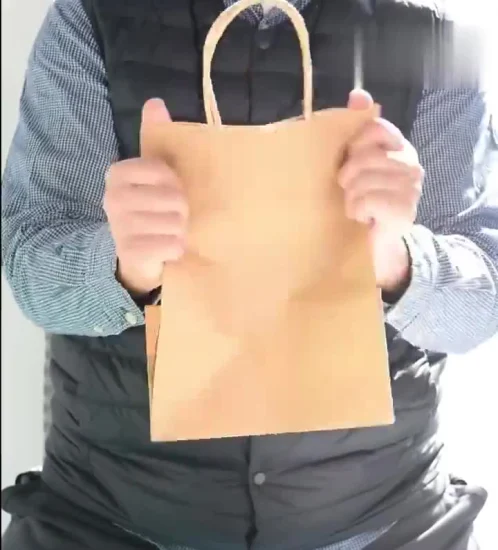 Borsa shopper per abbigliamento kraft stampata personalizzata in vendita calda realizzata in carta kraft riciclata con manico marrone e manici ritorti